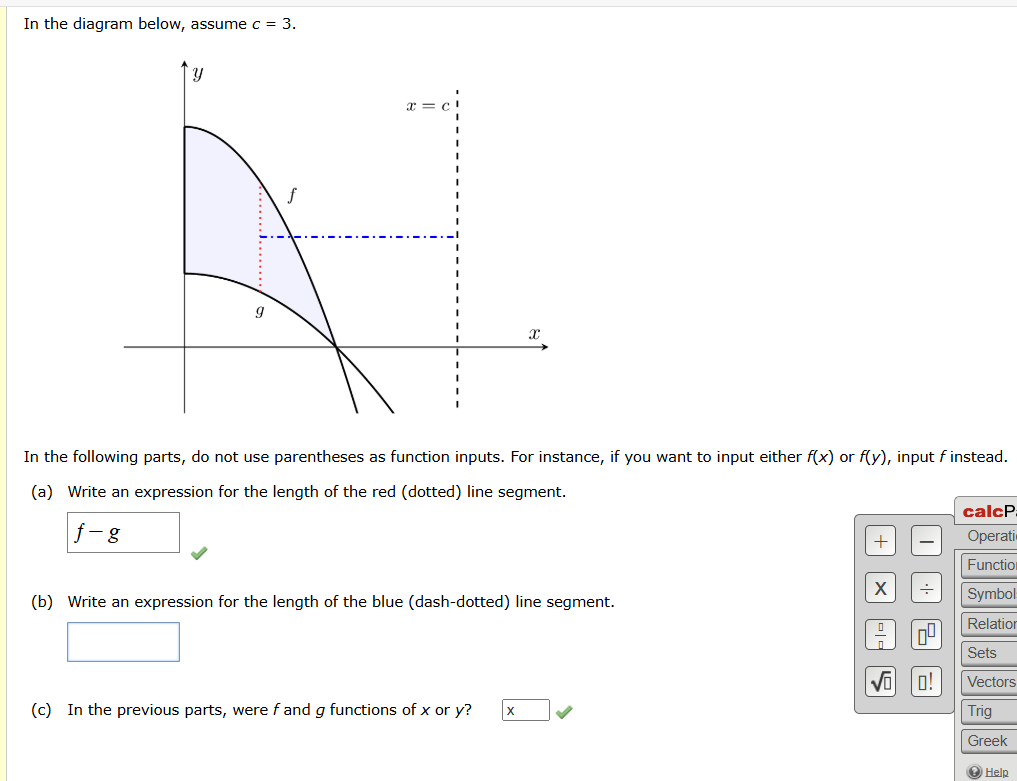 In the diagram below, assume \ ( c = 3 \ ) . In