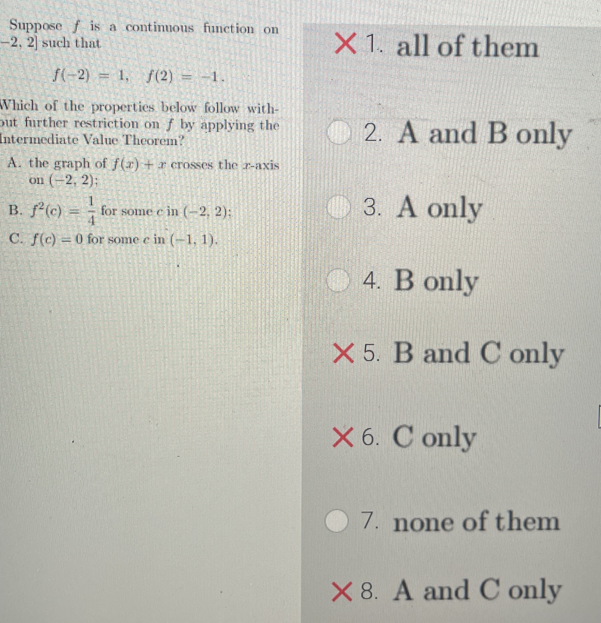 Suppose f is a continuous function on - 2 , 2