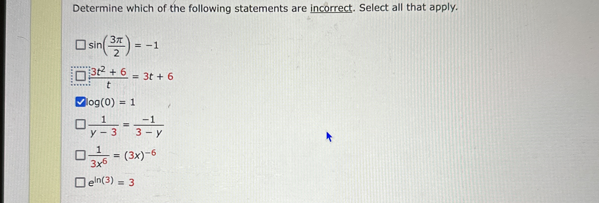 Determine which of the following statements are