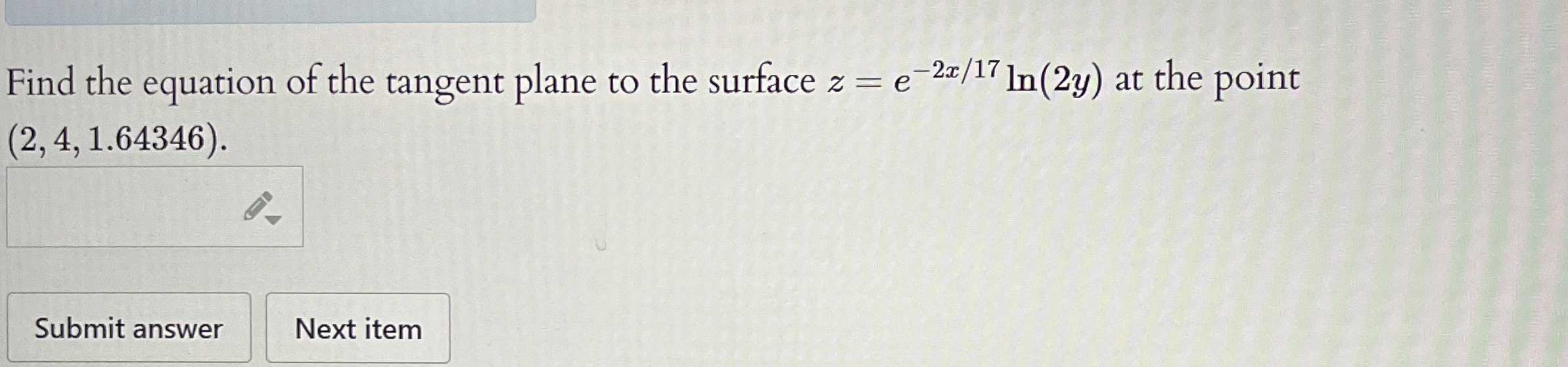 Find the equation of the tangent plane to the