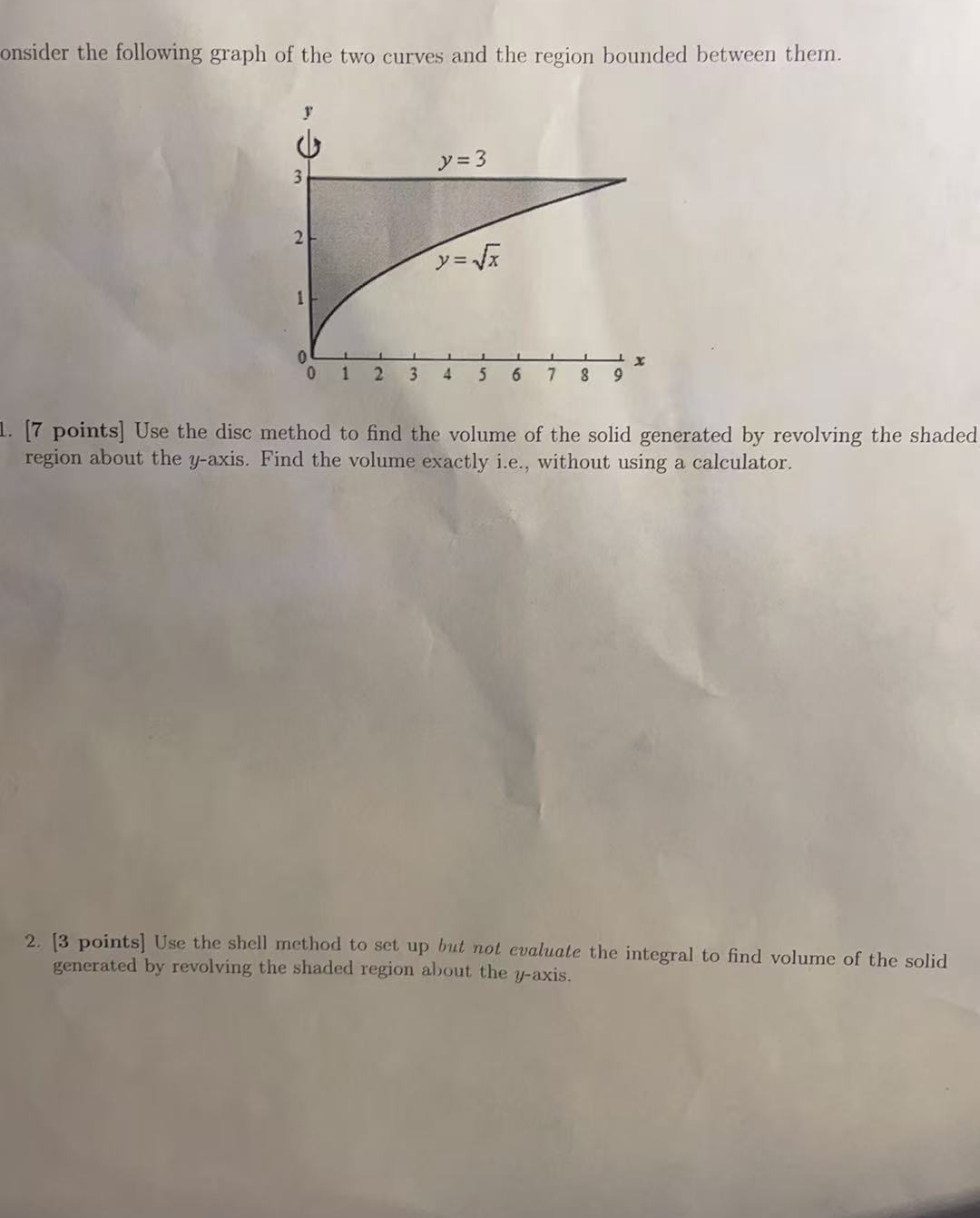 onsider the following graph of the two curves and