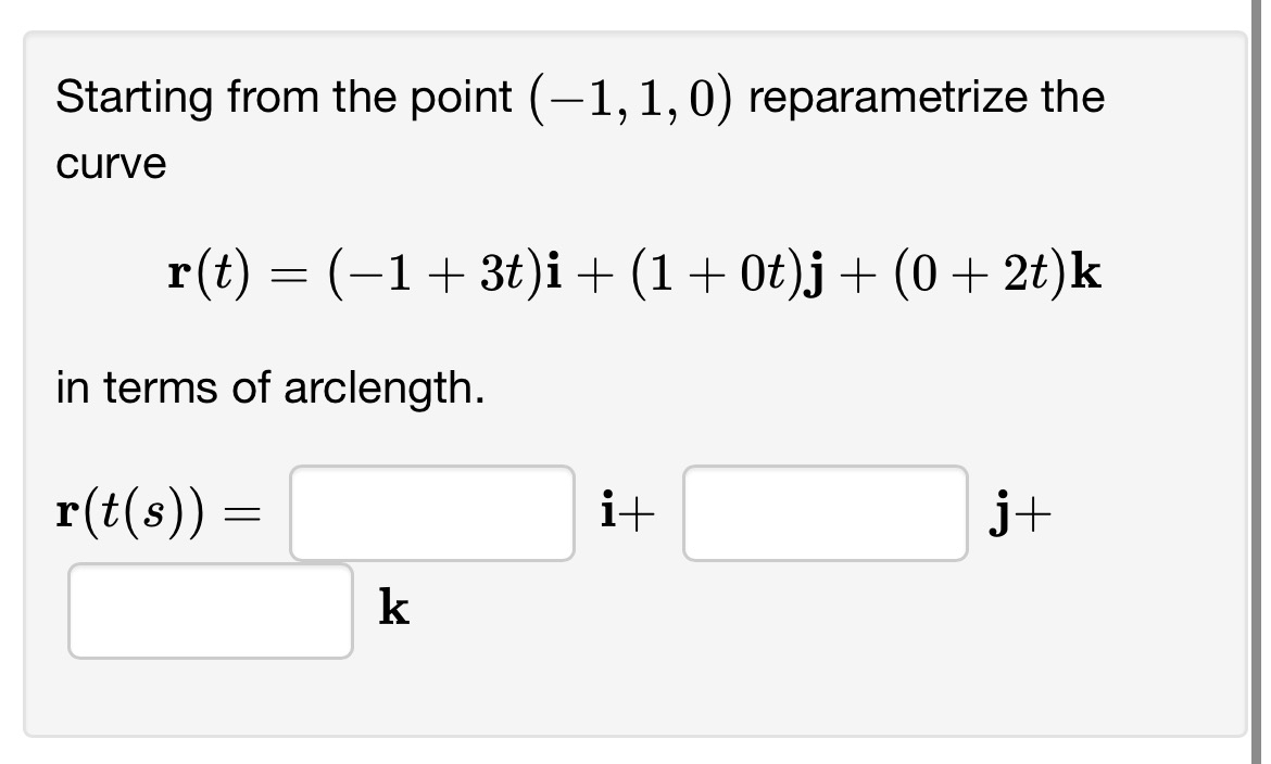 Starting from the point ( - 1 , 1 , 0 )
