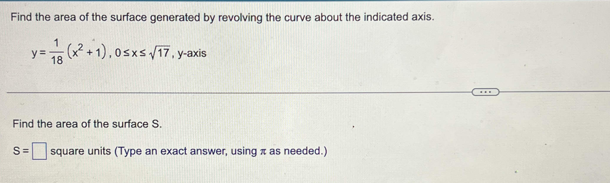 Find the area of the surface generated by
