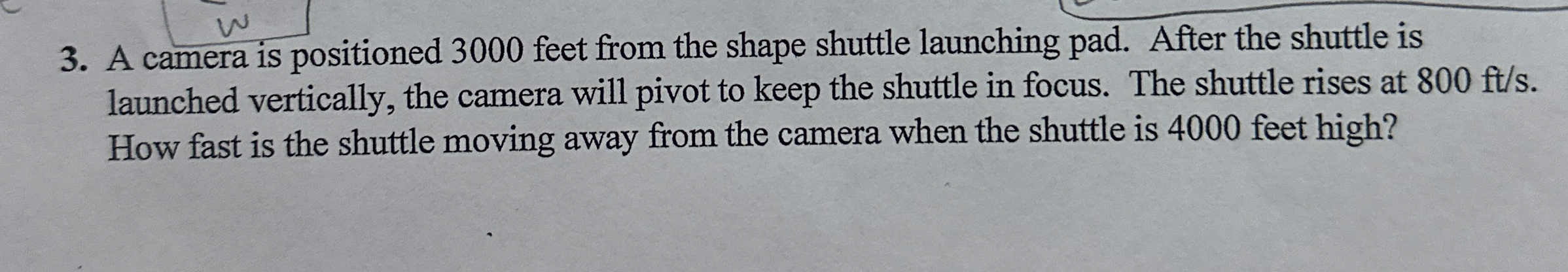 A camera is positioned 3 0 0 0 feet from the