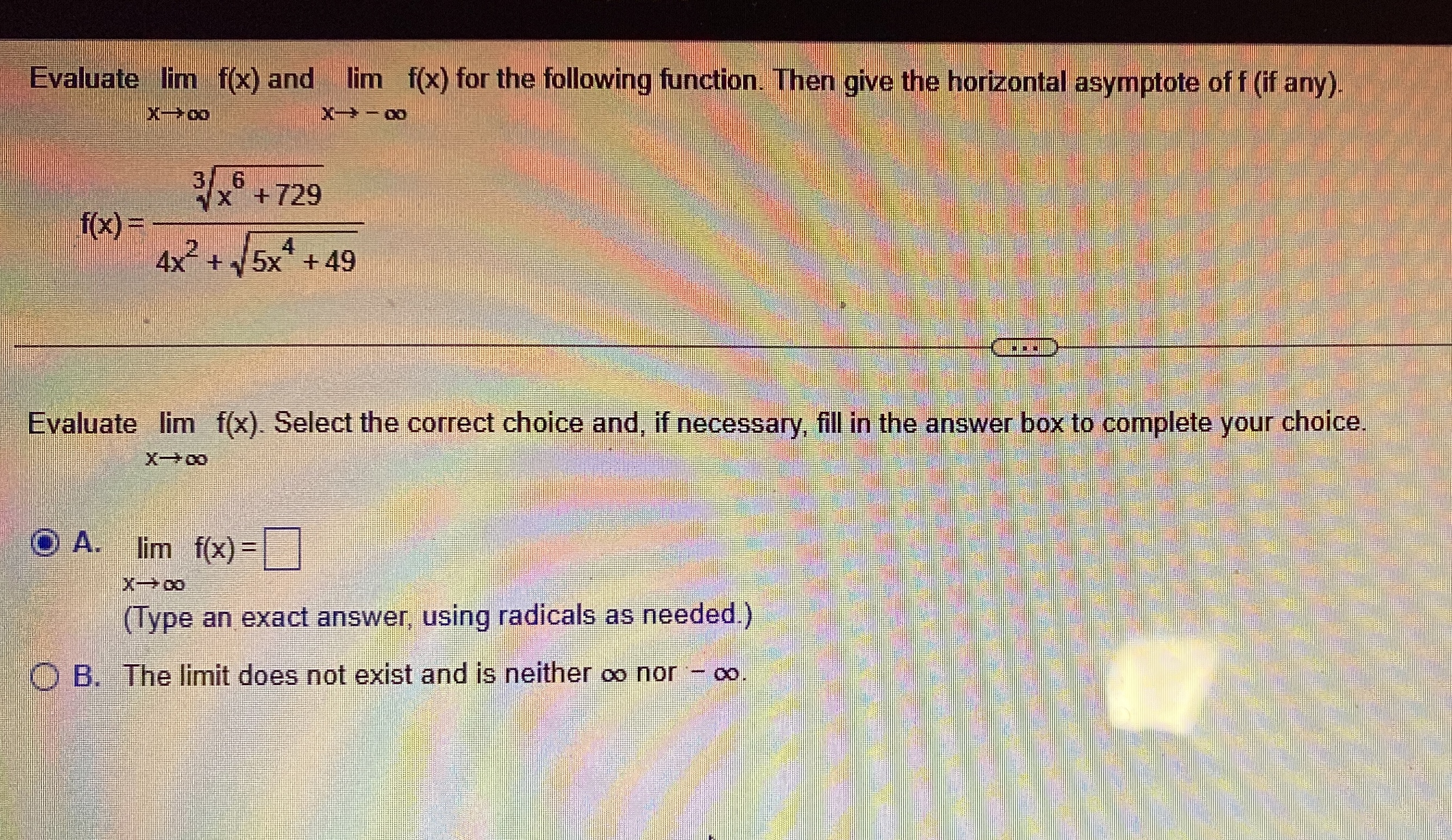 Evaluate lim x f ( x ) and lim x - f ( x ) for