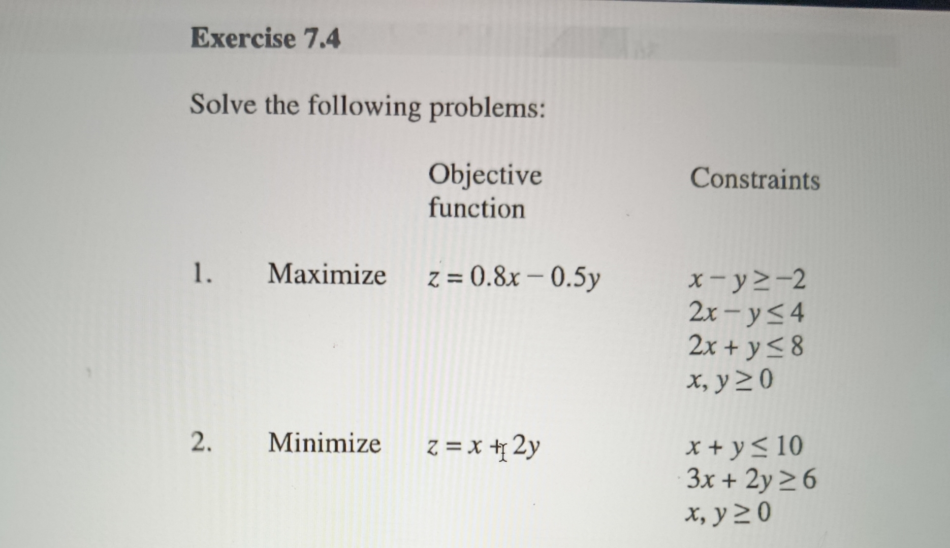 Exercise 7 . 4 ( 2 ) Solve the following