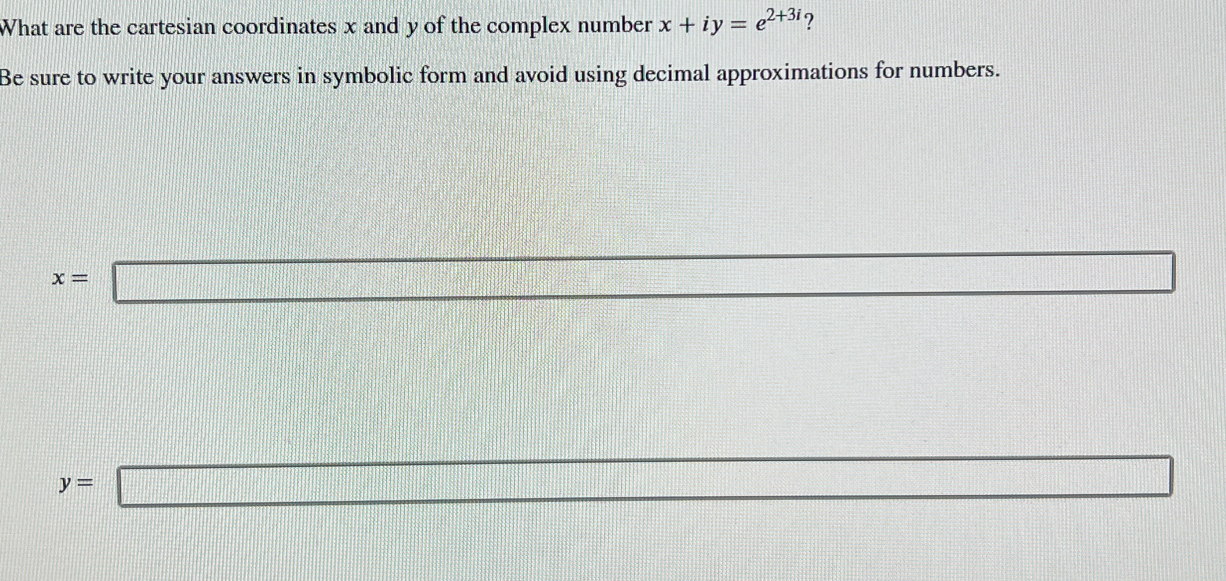 What are the cartesian coordinates x and y of the