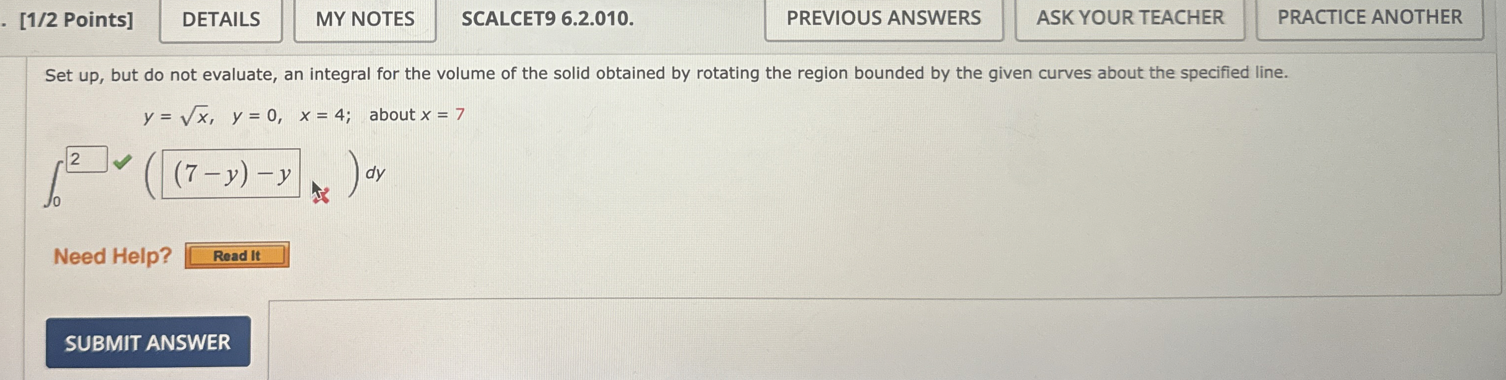 [ 1 / 2 Points ] SCALCET 9 6 . 2 . 0 1 0 .