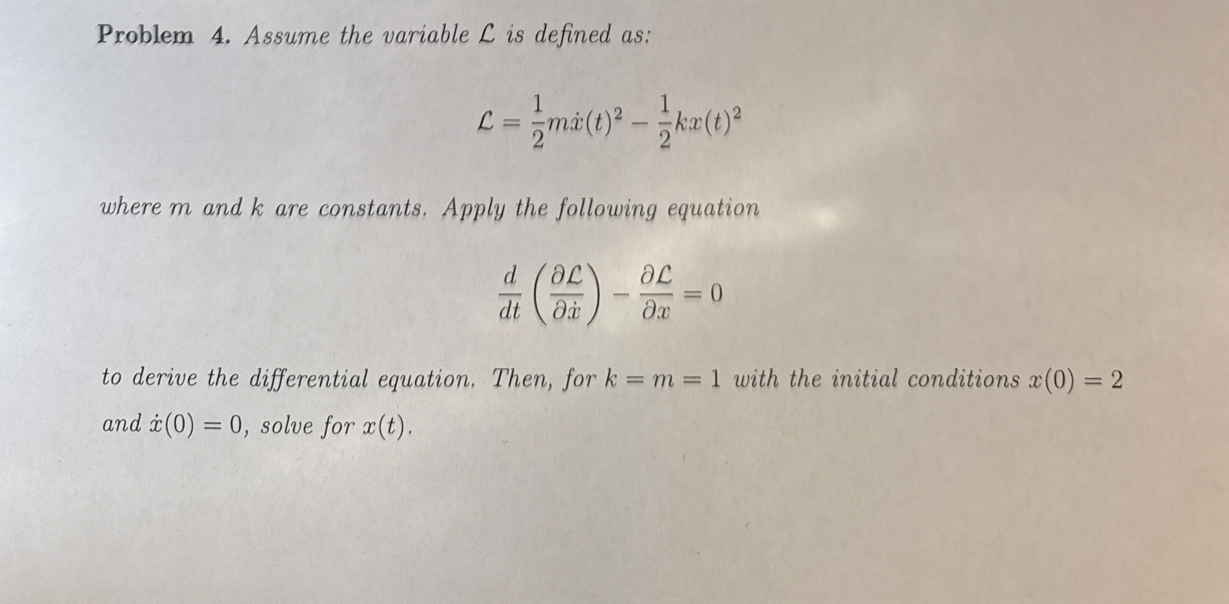 Problem 4 . Assume the variable L is defined as: