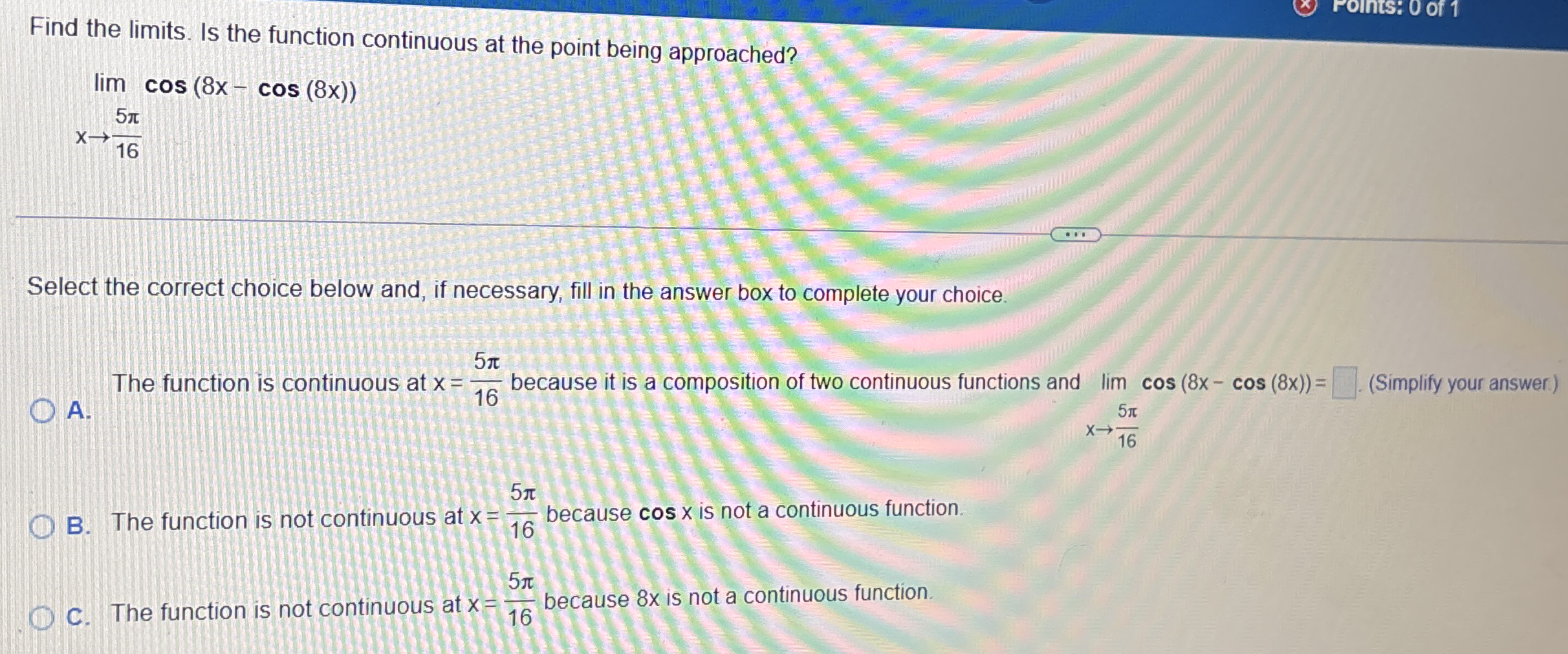 Find the limits . Is the function continuous at