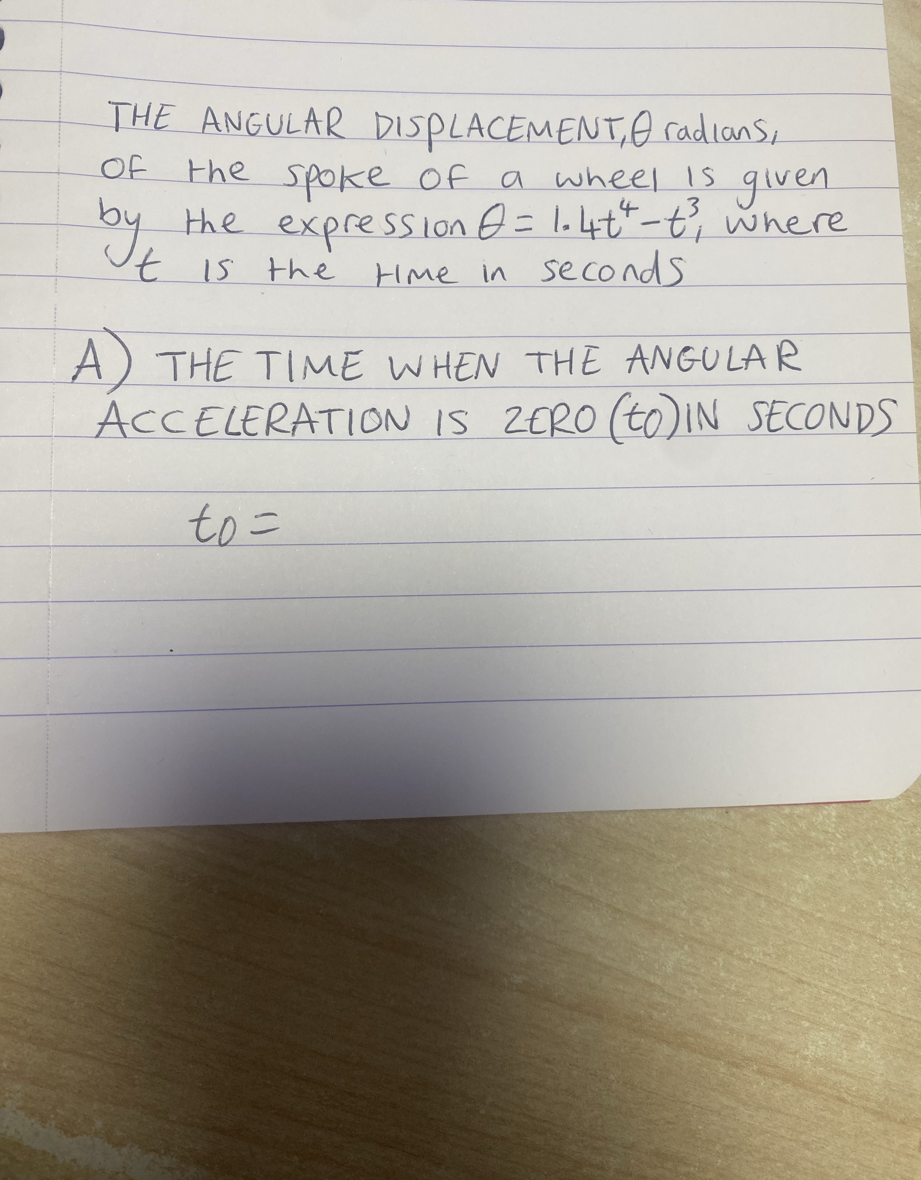 THE ANEULAR DISPLACEMENT, radians, of the spoke