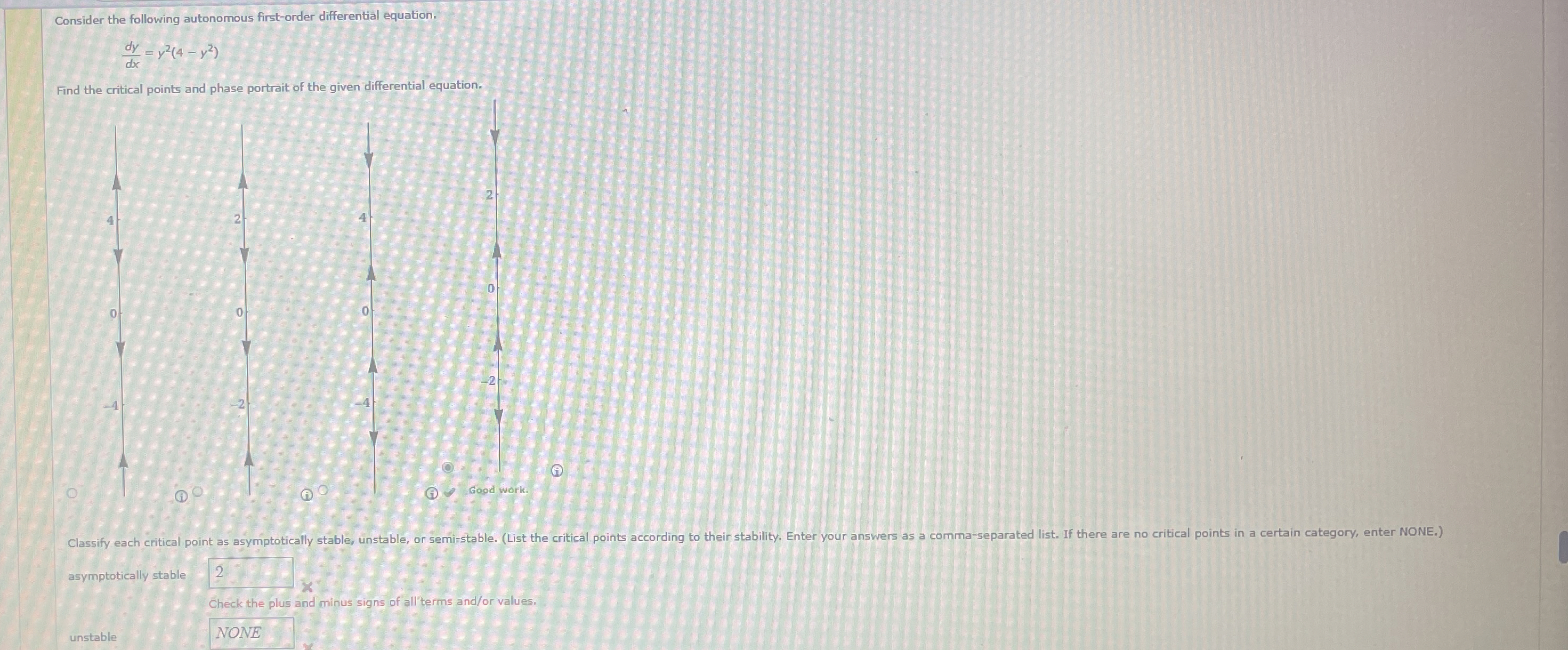 Consider the following autonomous first - order