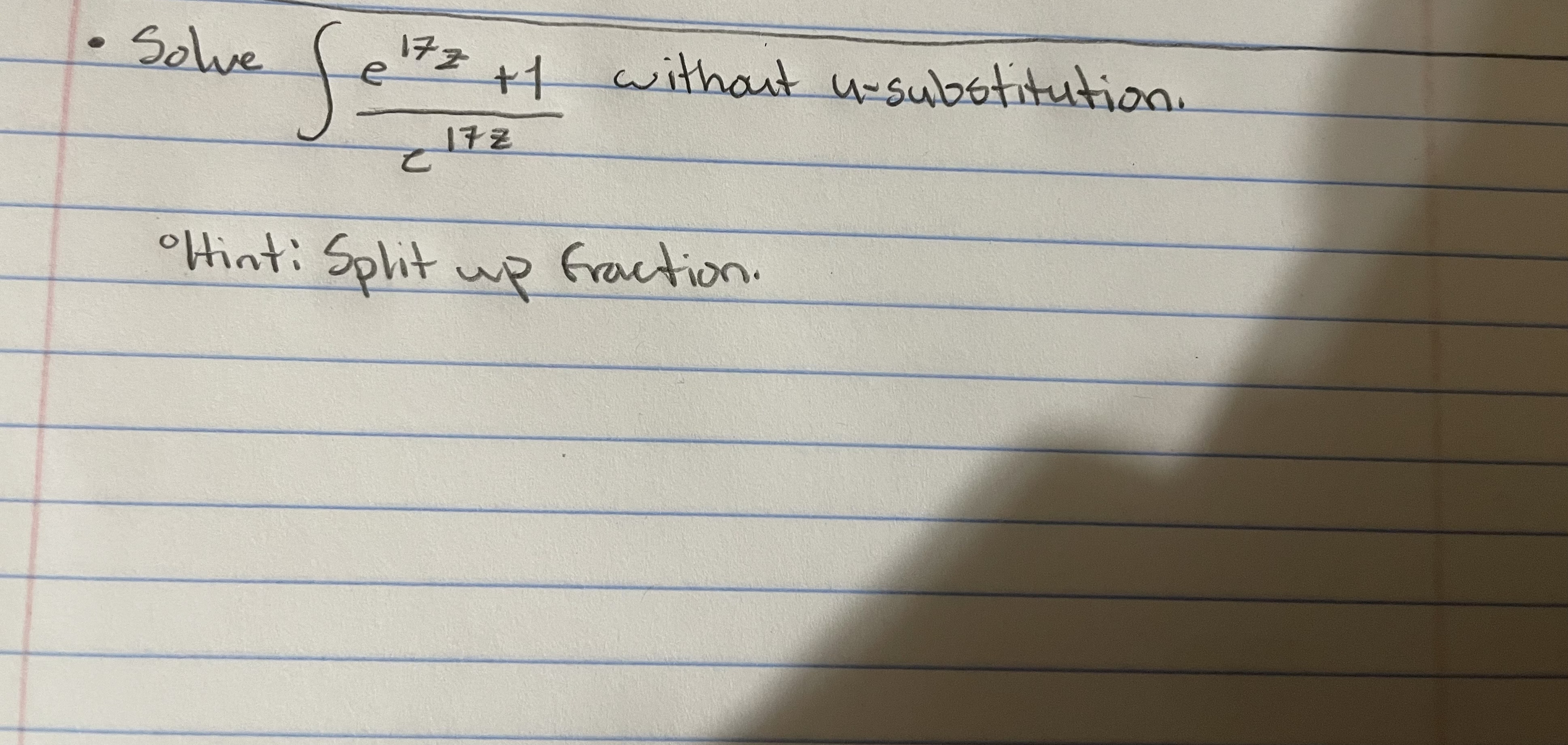 Solve e 1 7 z + 1 e 1 7 z without u -