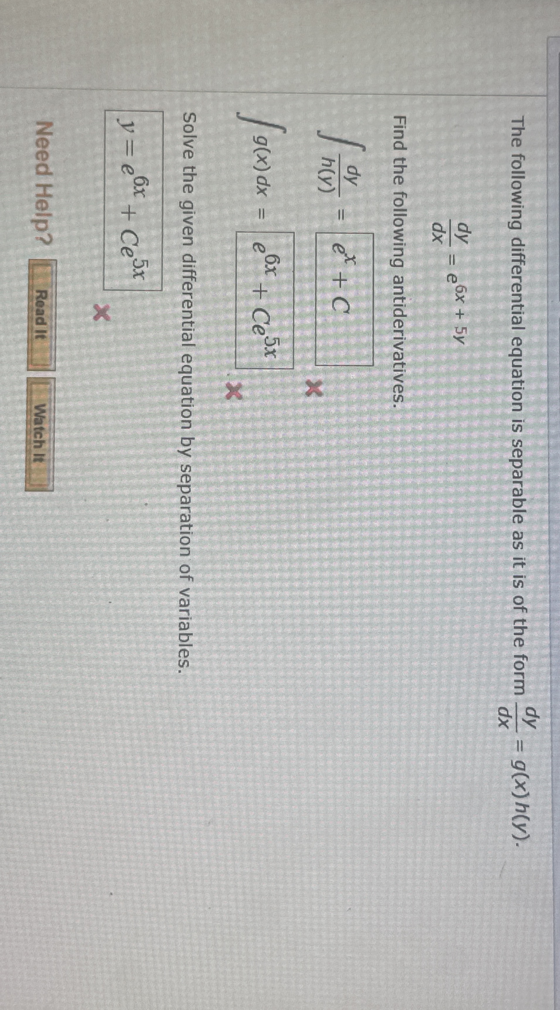 The following differential equation is separable