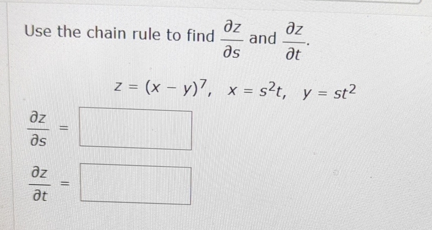 Use the chain rule to find d e l z d e l s and d