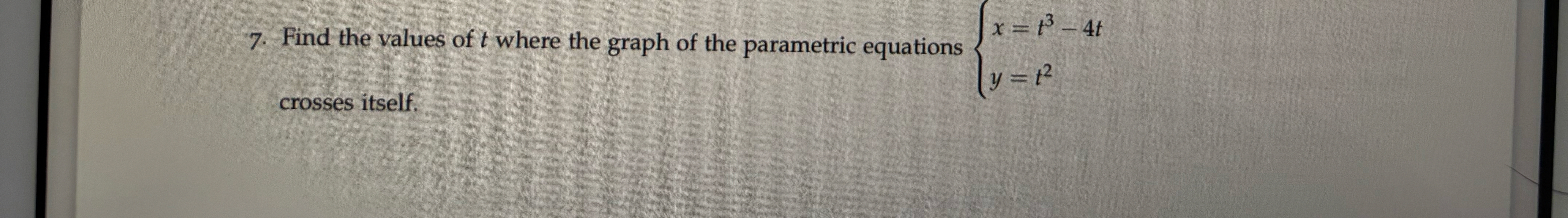 Find the values of t where the graph of the