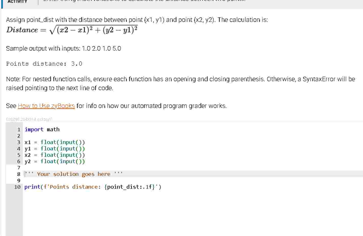 x 1 , y ^ ( 1 ) x 2 , y 2 Distance = \ sqrt ( ( x