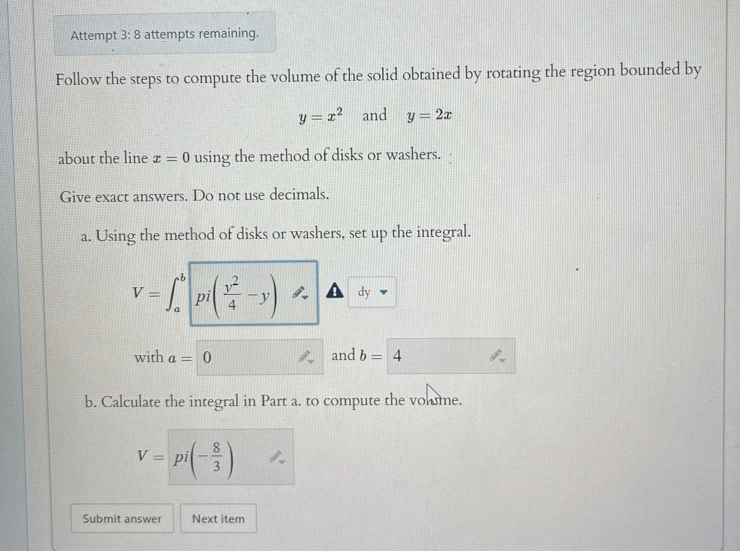 Attempt 3 : 8 attempts remaining. Follow the