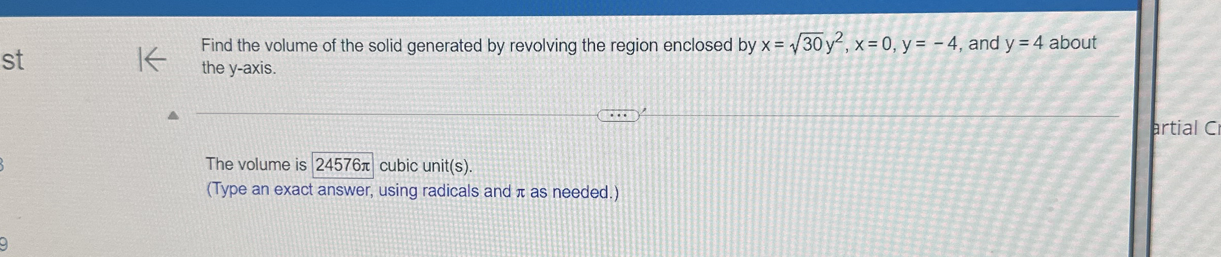 Find the volume of the solid generated by