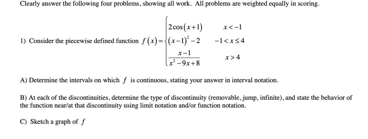 Clearly answer the following four problems,