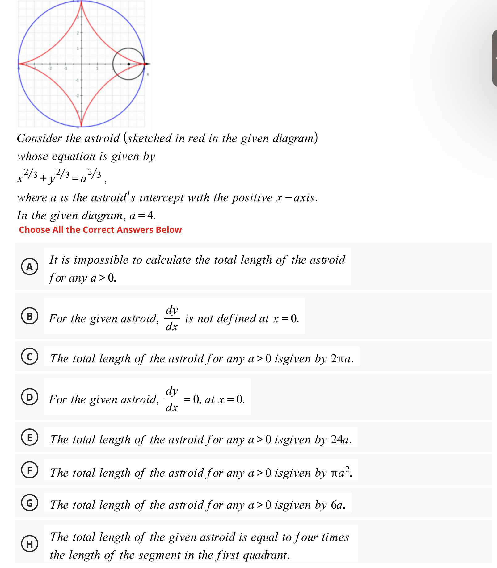 Consider the astroid ( sketched in red in the