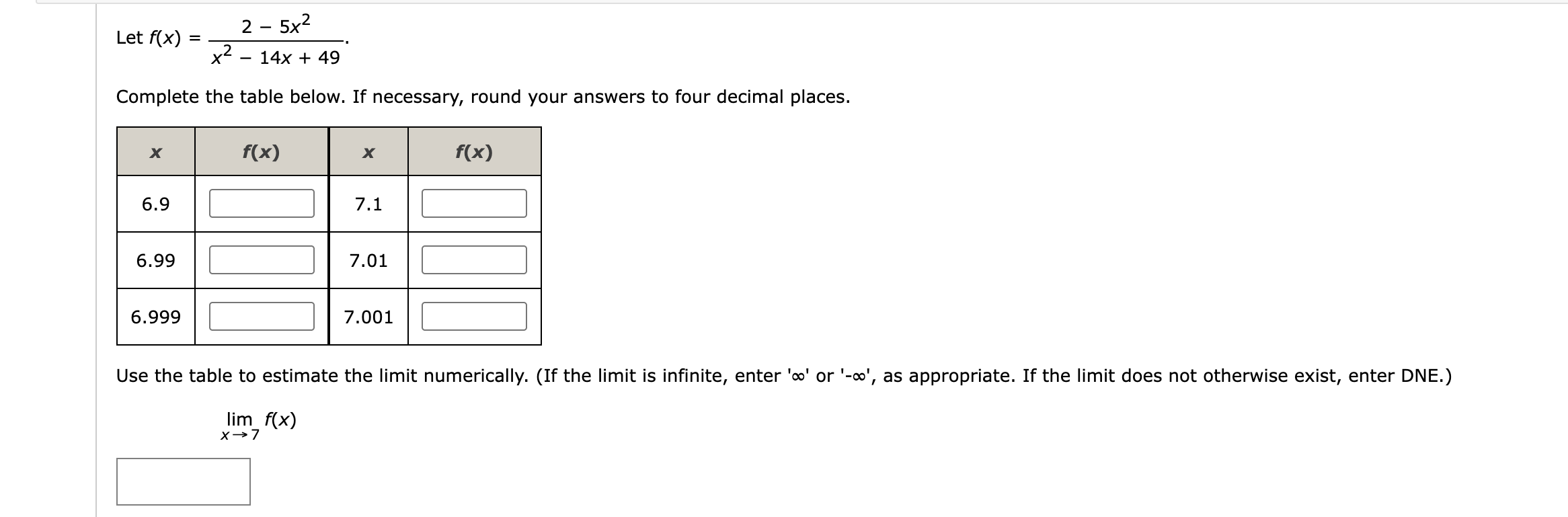 Let f ( x ) = ( 2 - 5 x ^ ( 2 ) ) / ( x ^ ( 2 ) -