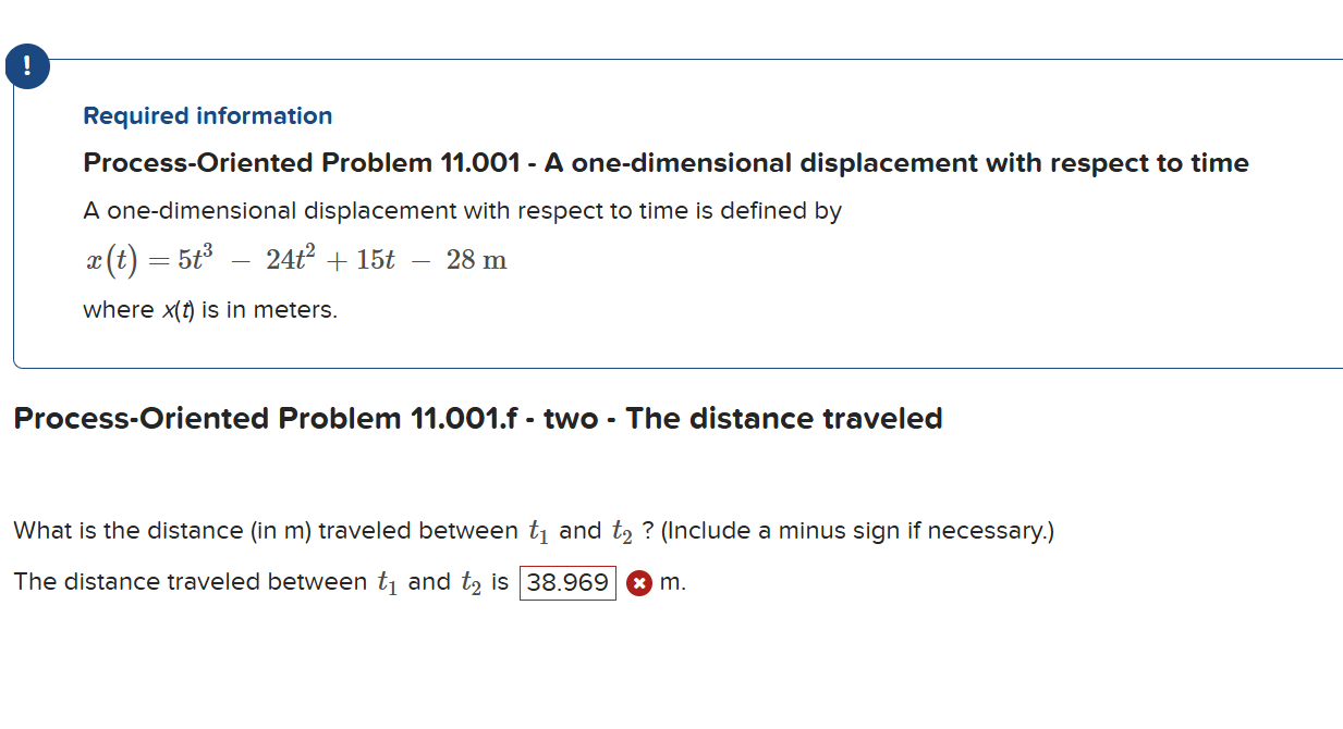 A one - dimensional displacement with respect to