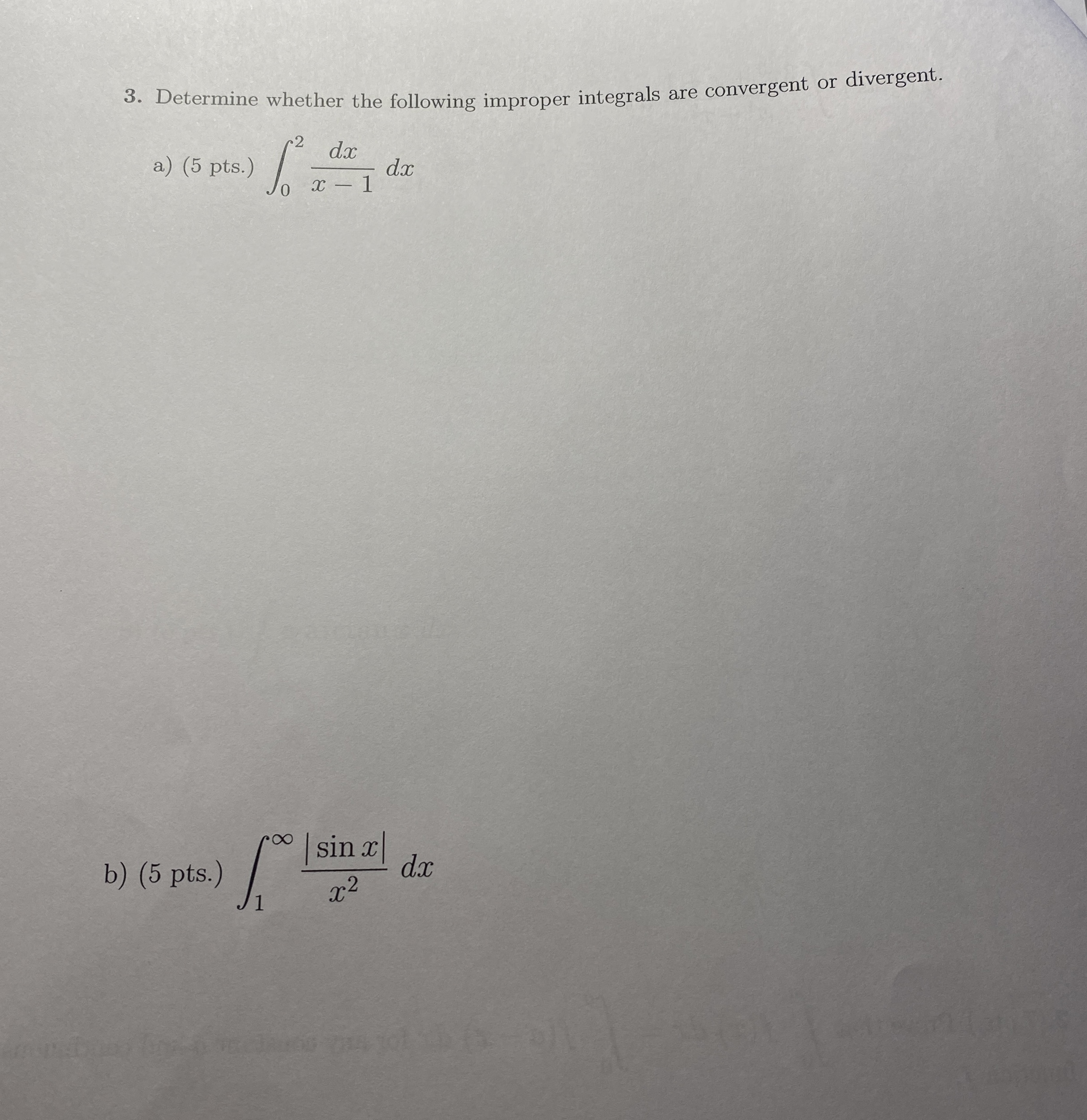 Determine whether the following improper