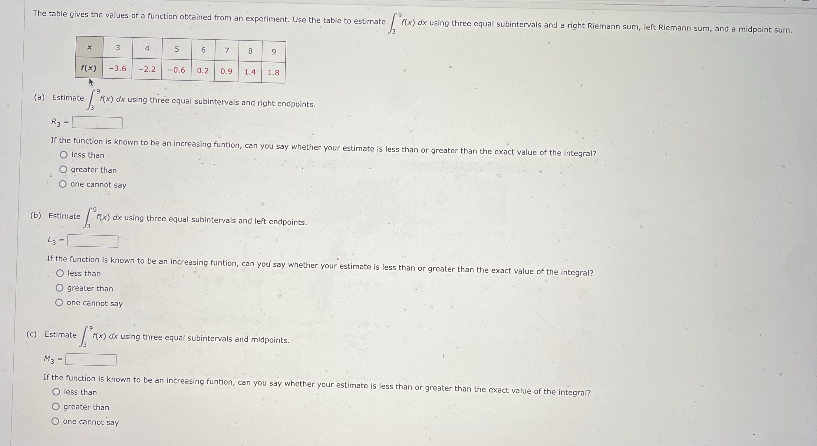 \ table [ [ x , 3 , 4 , 5 , 6 , 7 , 8 , 9 ] , [ f