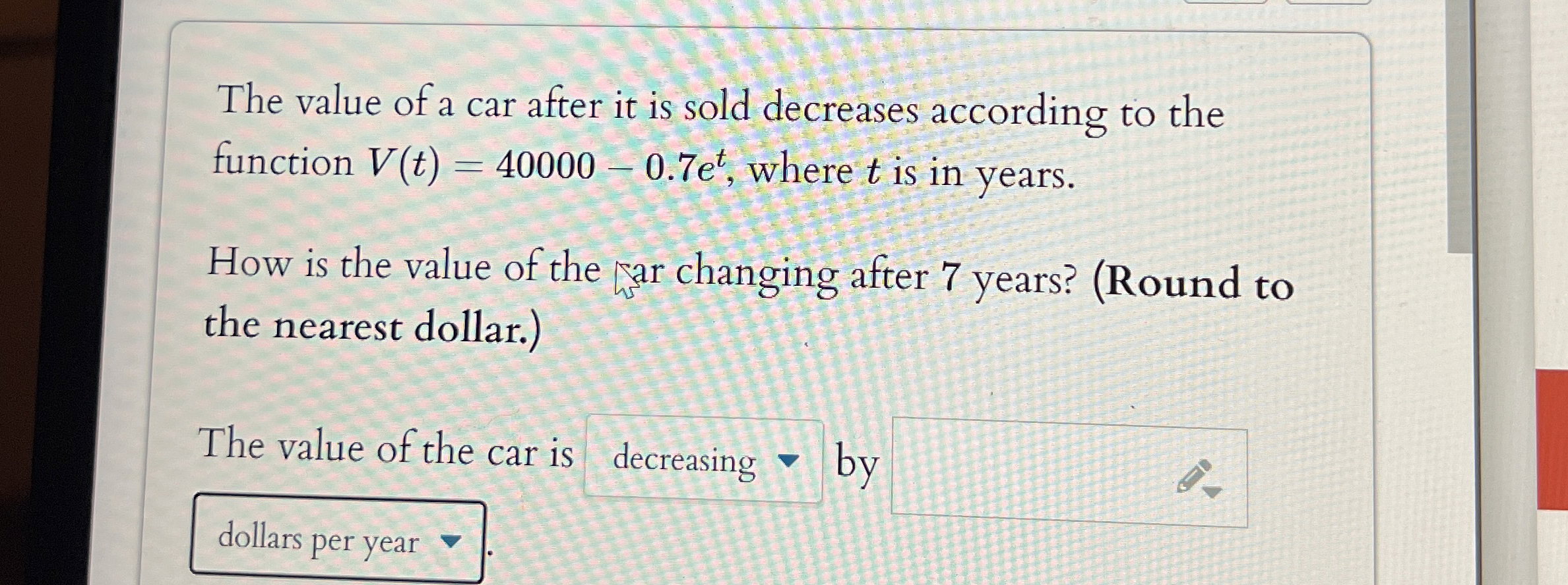 The value of a car after it is sold decreases