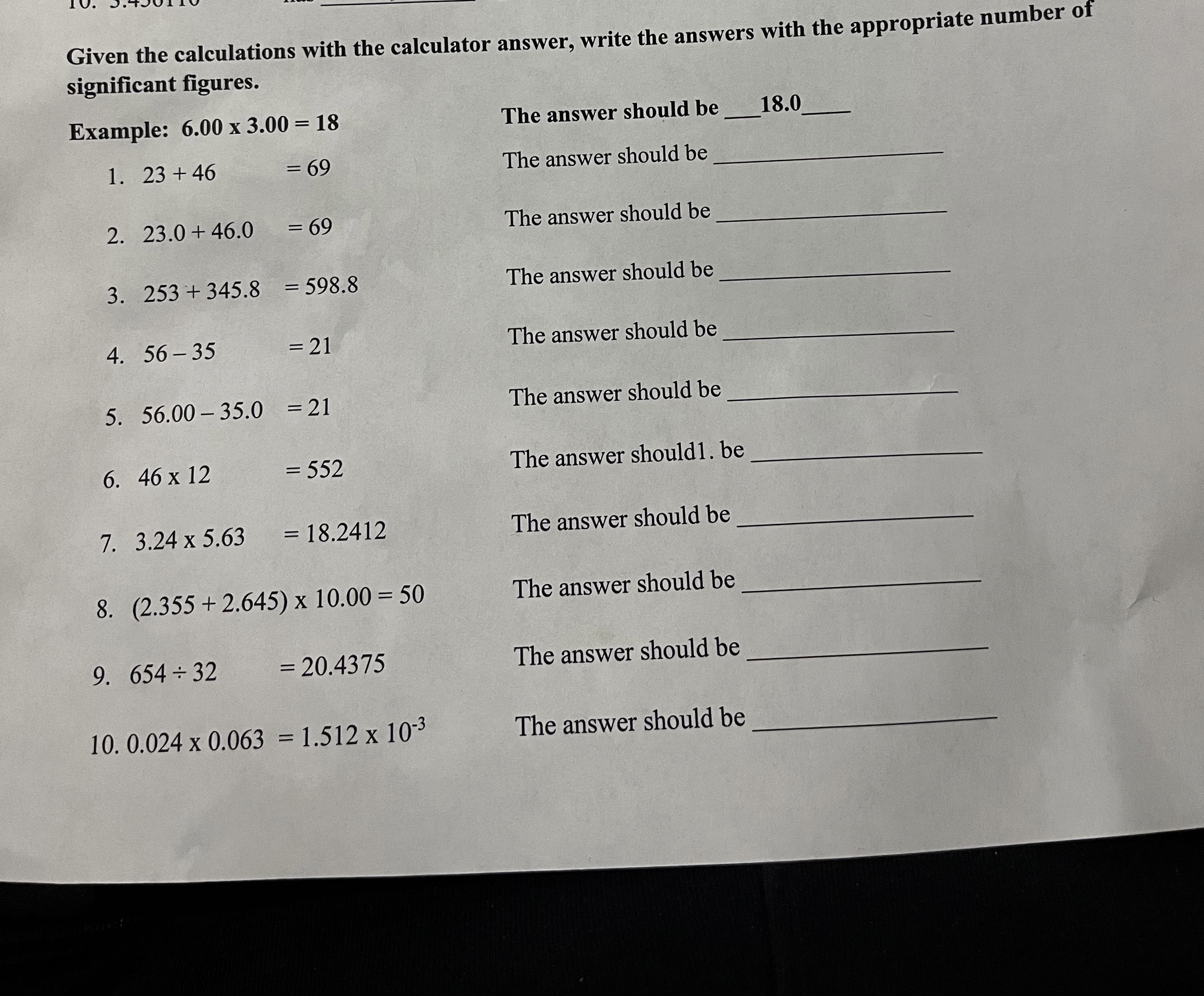 Given the calculations with the calculator