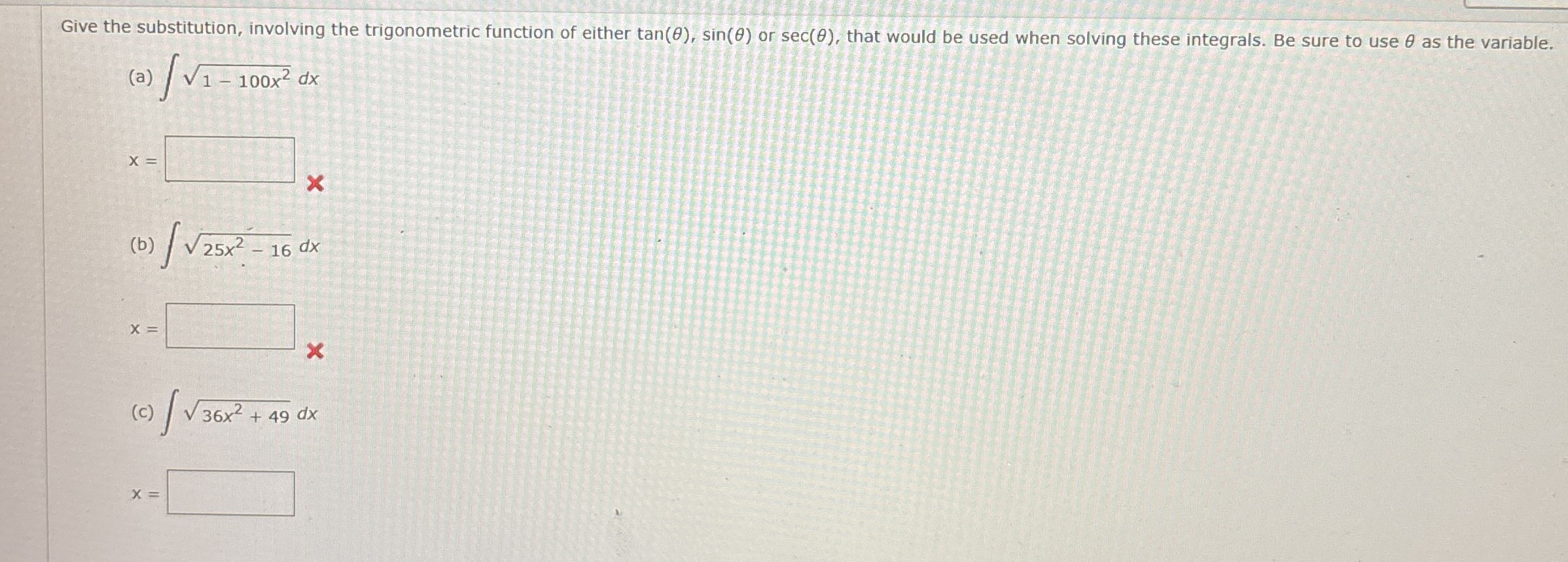 Give the substitution, involving the