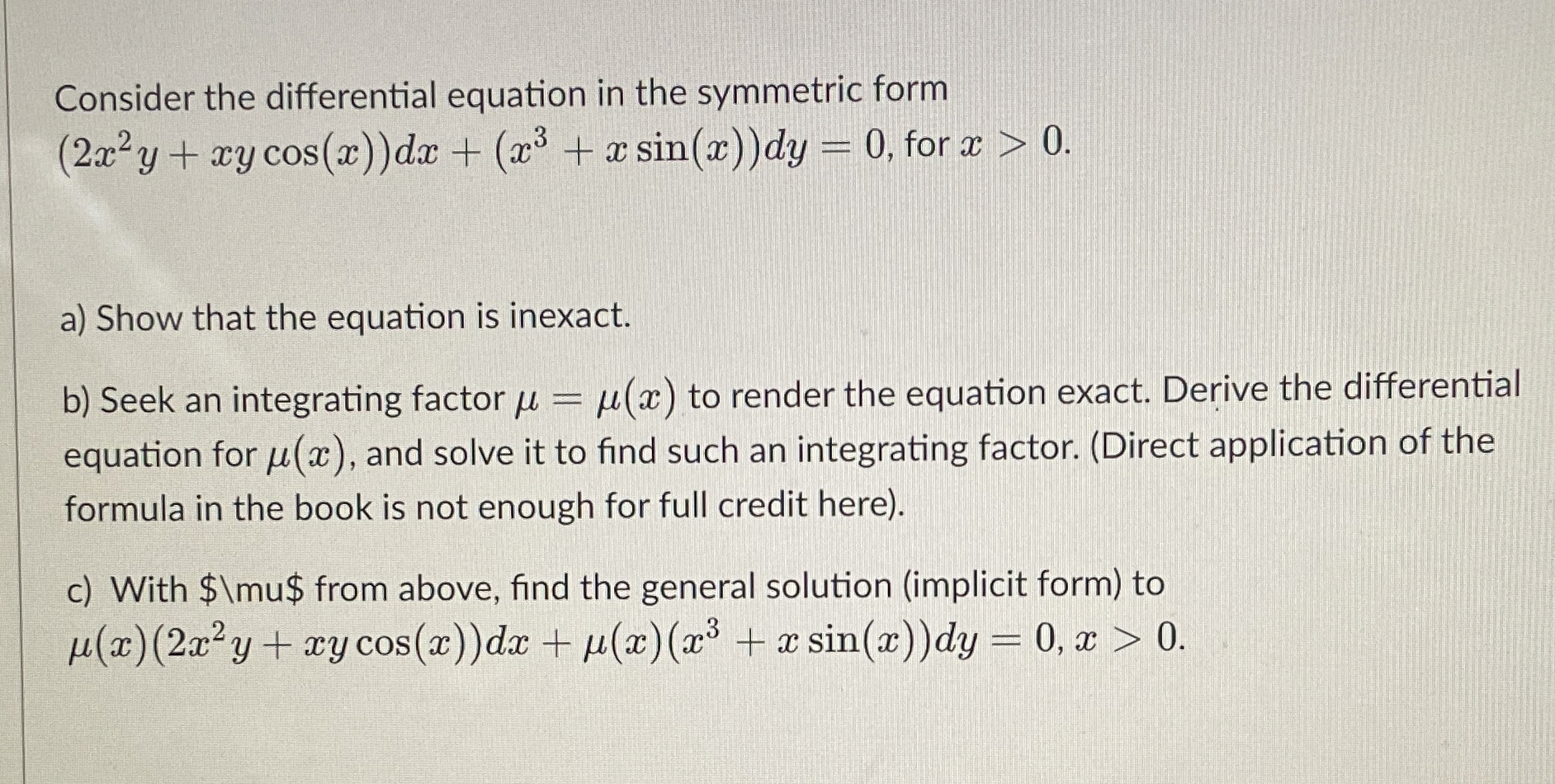 Consider the differential equation in the