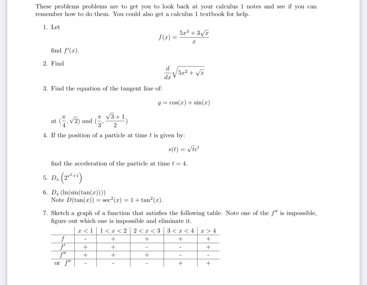 These problems problems are to get you to look