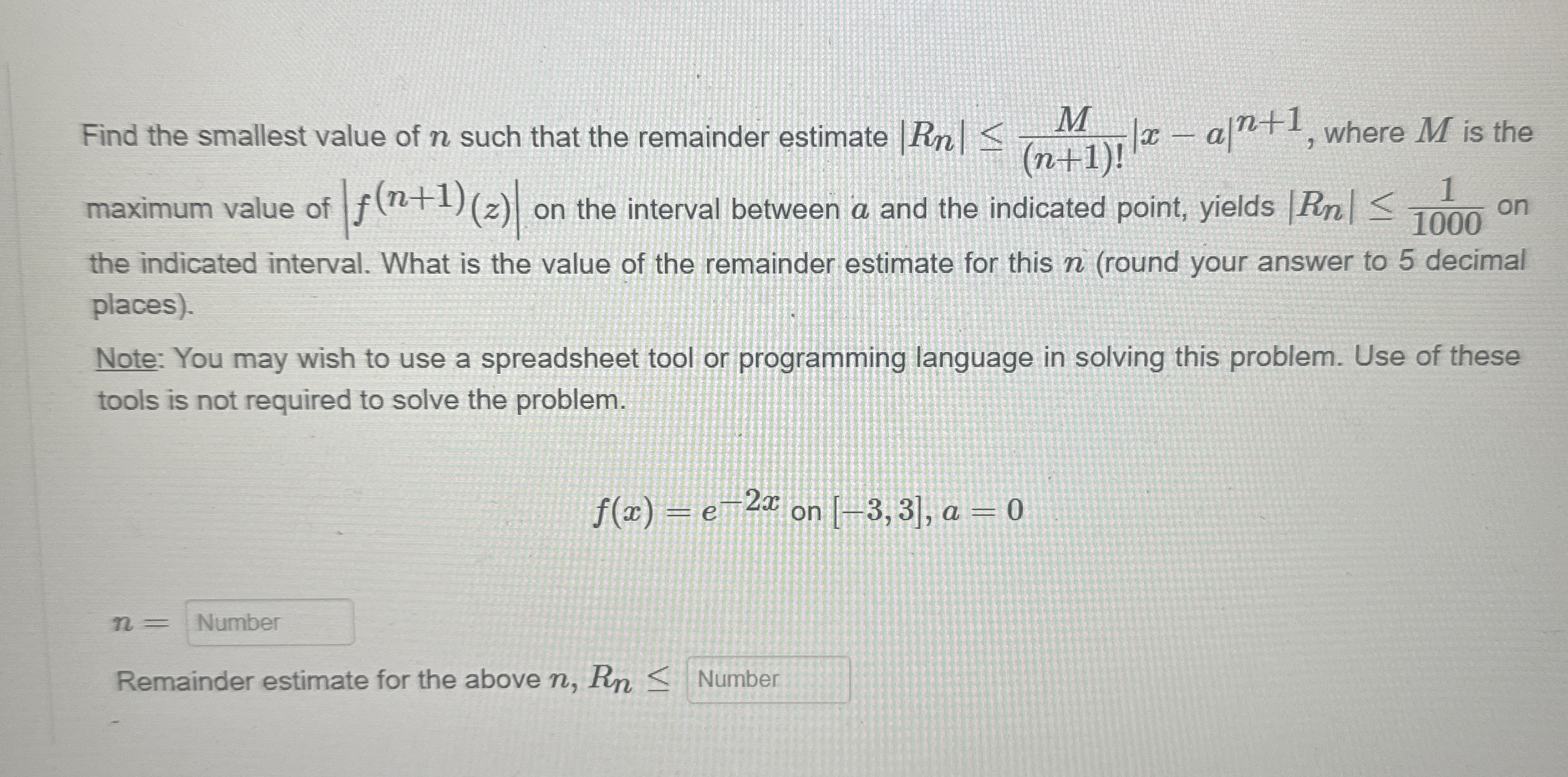Find the smallest value of n such that the