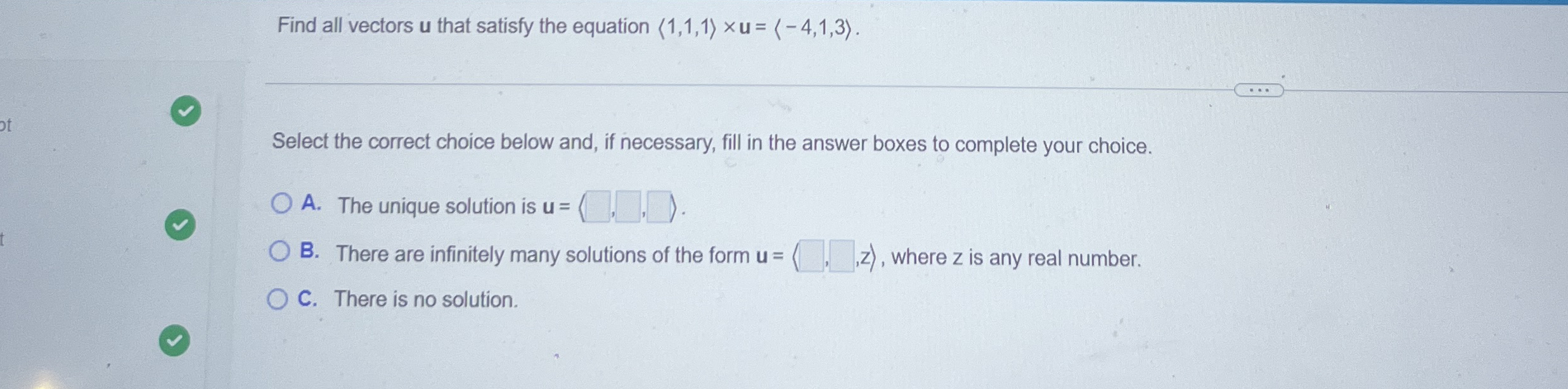 Find all vectors u that satisfy the equation ( :