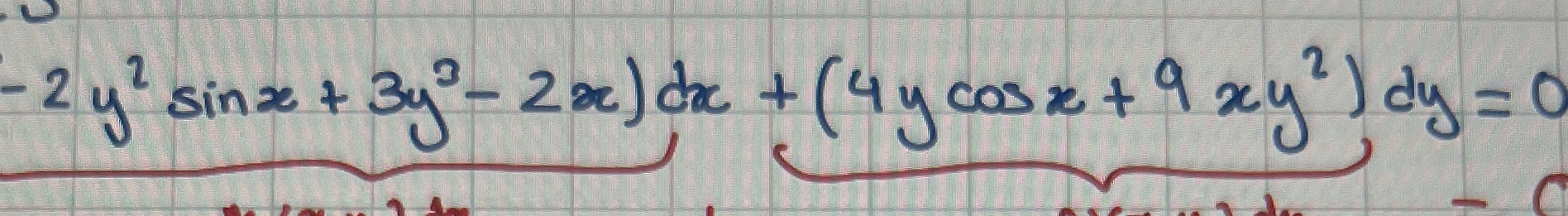Exact equation ( ( - 2 y 2 s i n x 3 y 3 - 2 x