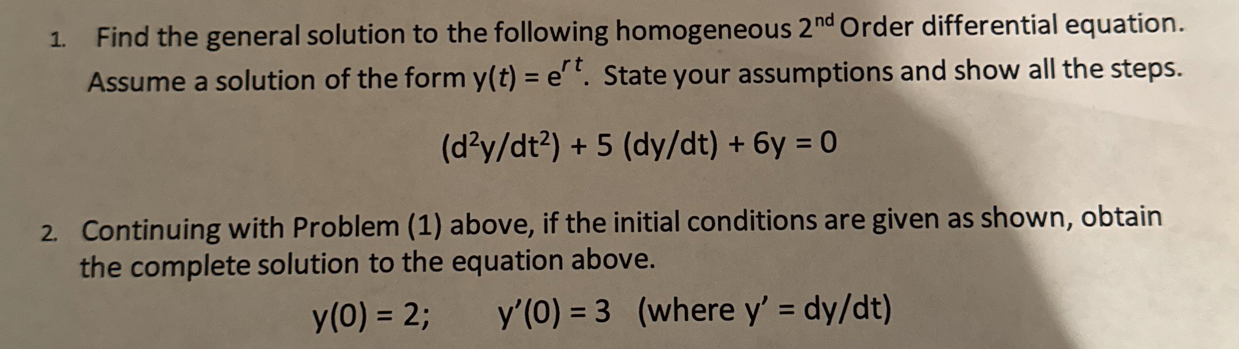 Find the general solution to the following