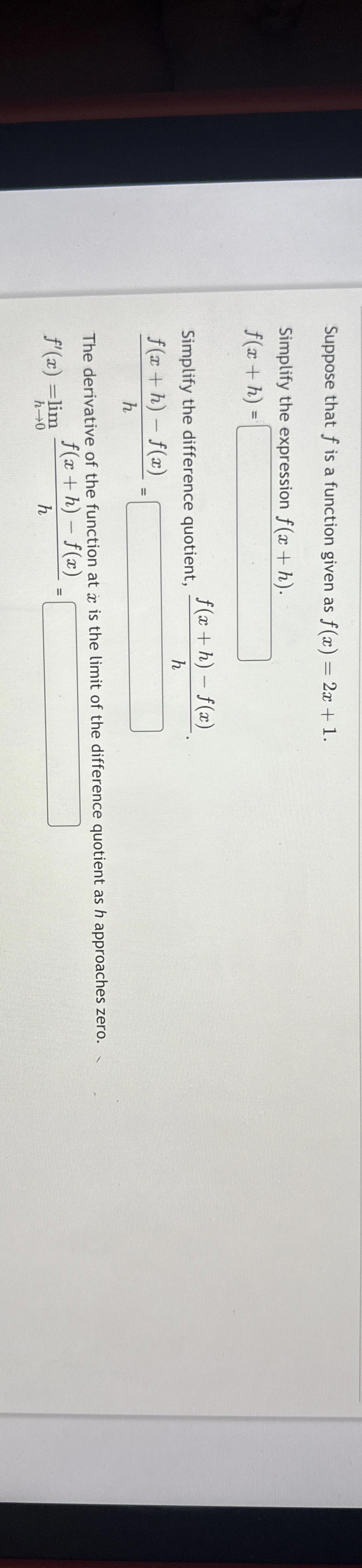 Suppose that f is a function given as f ( x ) = 2