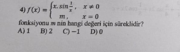 f ( x ) = { x * s i n ( 1 x ) , x 0 m , x = 0