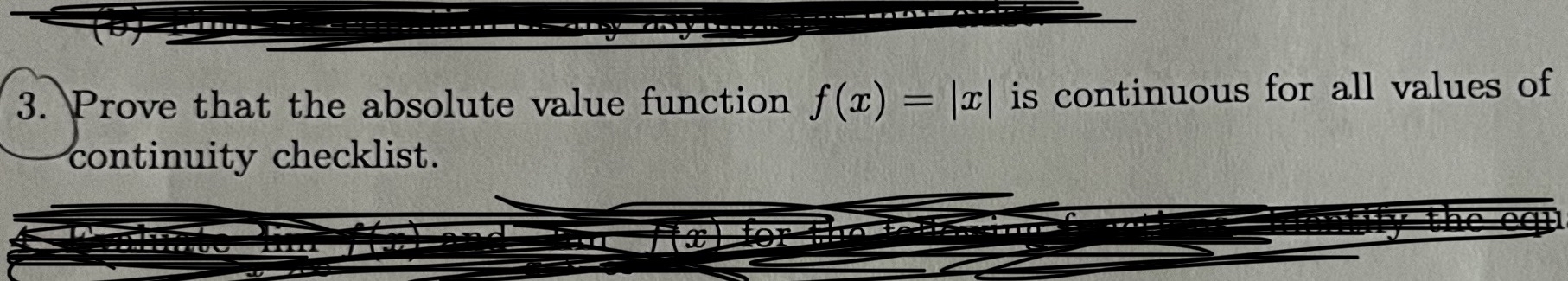 Prove that the absolute value function f ( x ) =