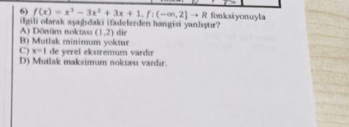 f ( x ) = x 3 - 3 x 2 + 3 x + 1 , f : ( - , 2 ] R