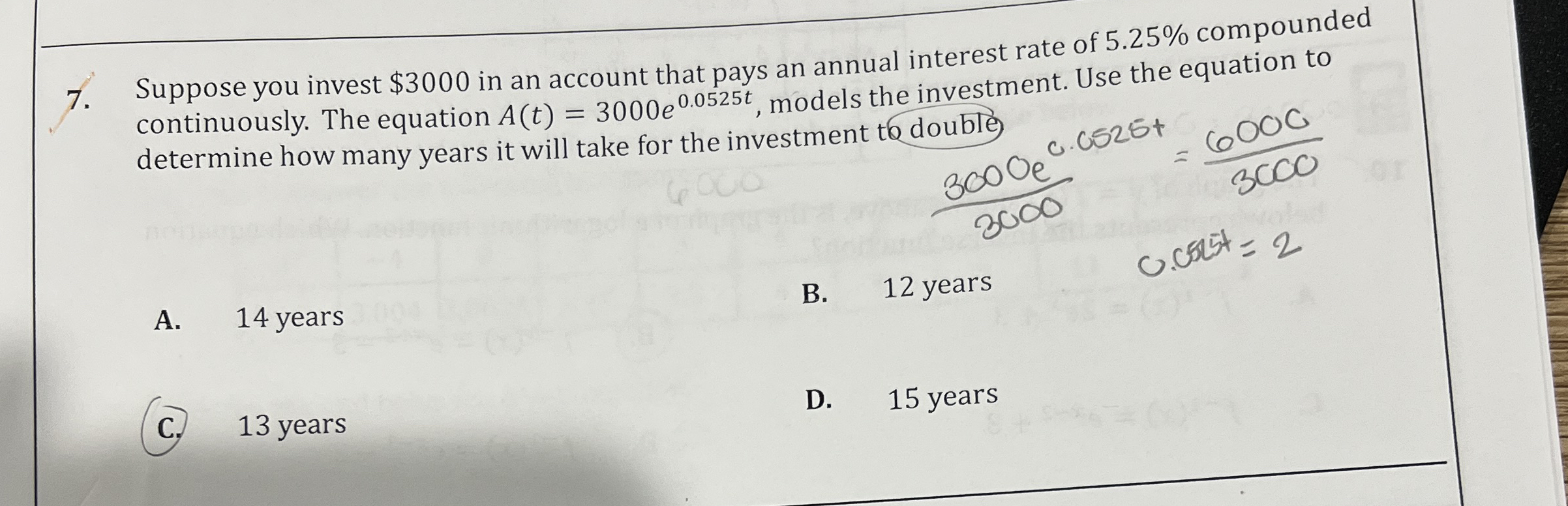 Suppose you invest $ 3 0 0 0 in an account that