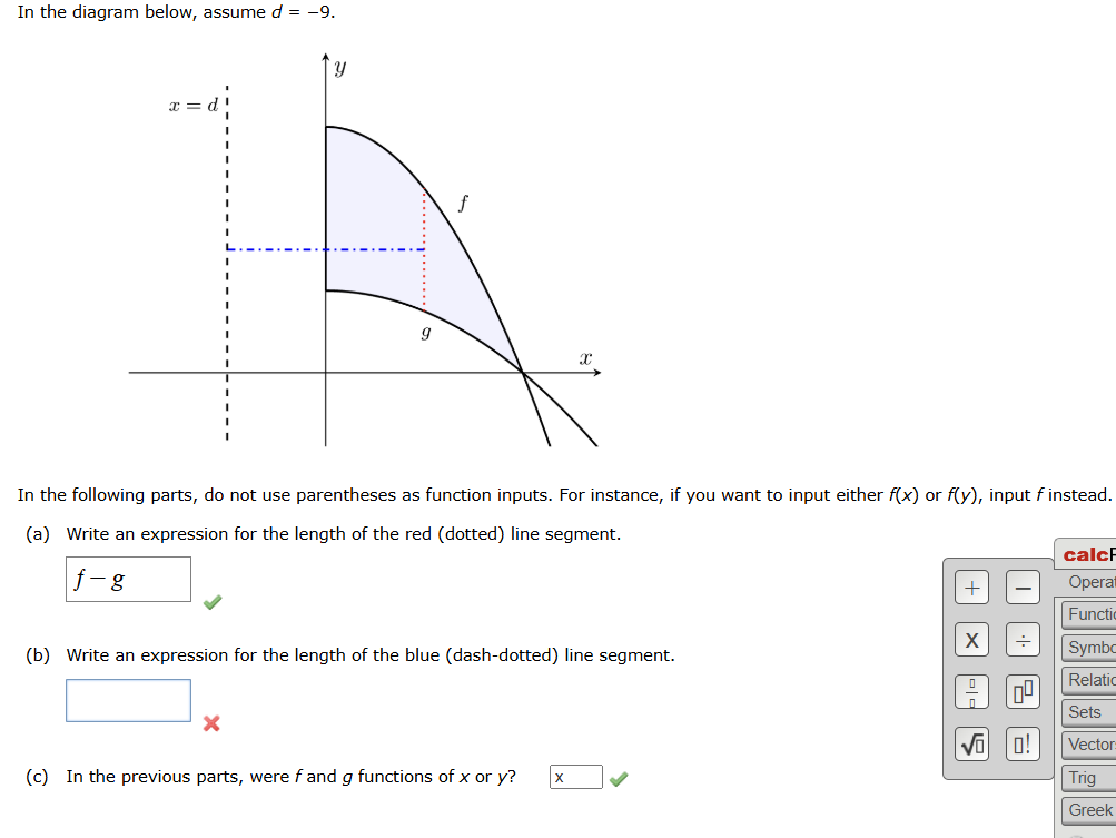 In the diagram below, assume \ ( d = - 9 \ ) . In