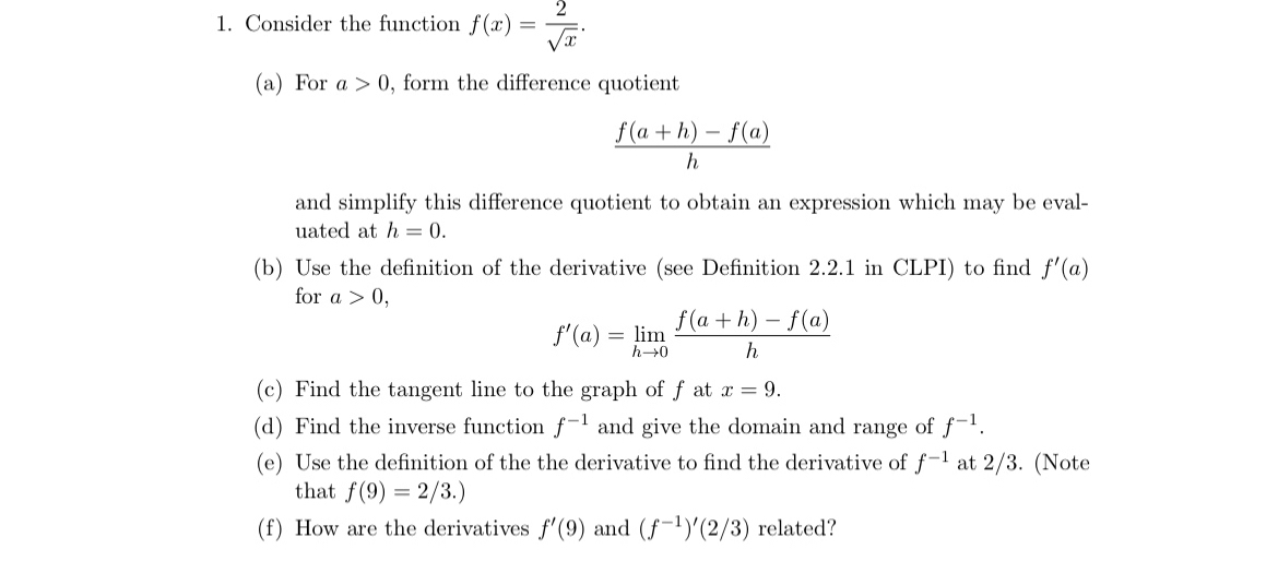 Consider the function f ( x ) = 2 x 2 . ( a ) For