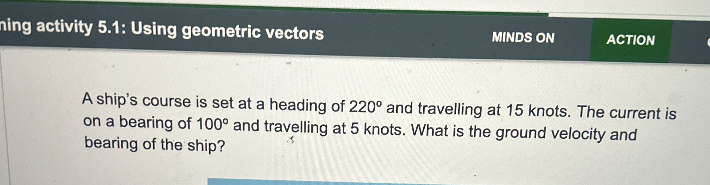 ning activity 5 . 1 : Using geometric vectors