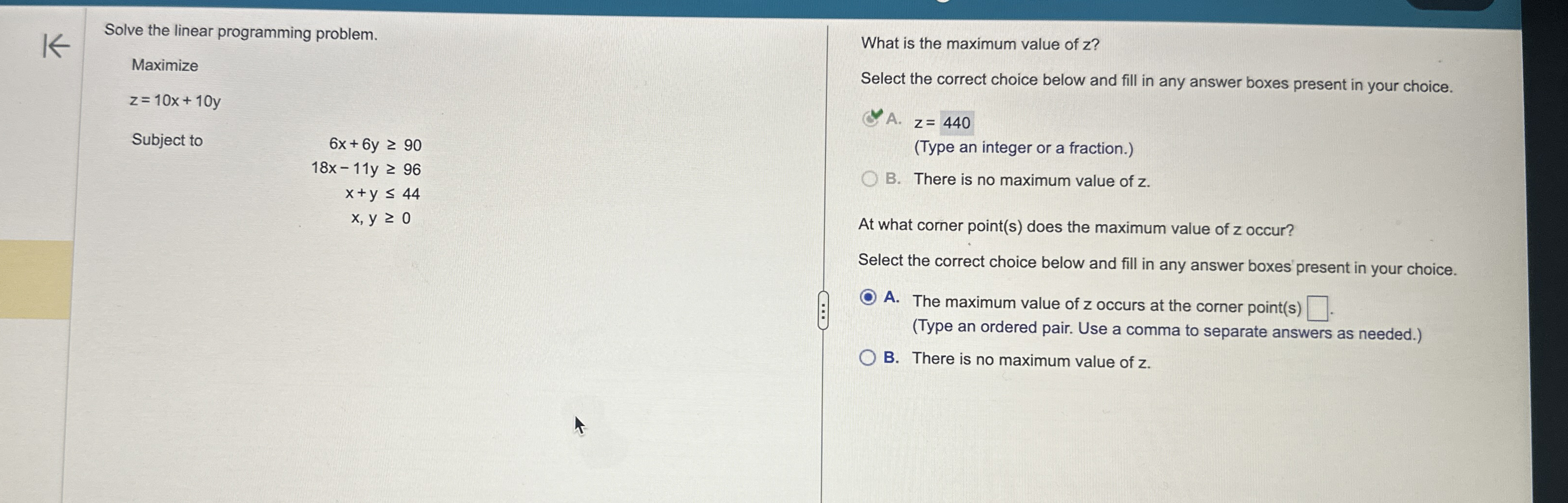 Solve the linear programming problem. Maximize z