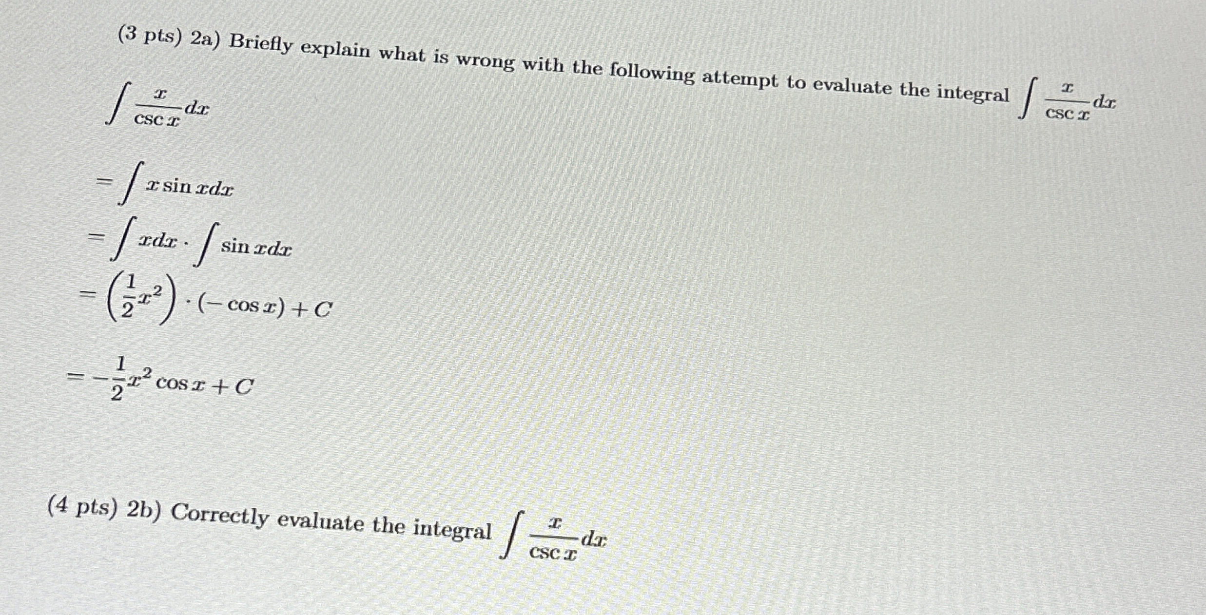 ( 3 pts ) 2 a ) Briefly explain what is wrong