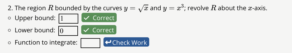 The region R bounded by the curves y = \ sqrt ( x