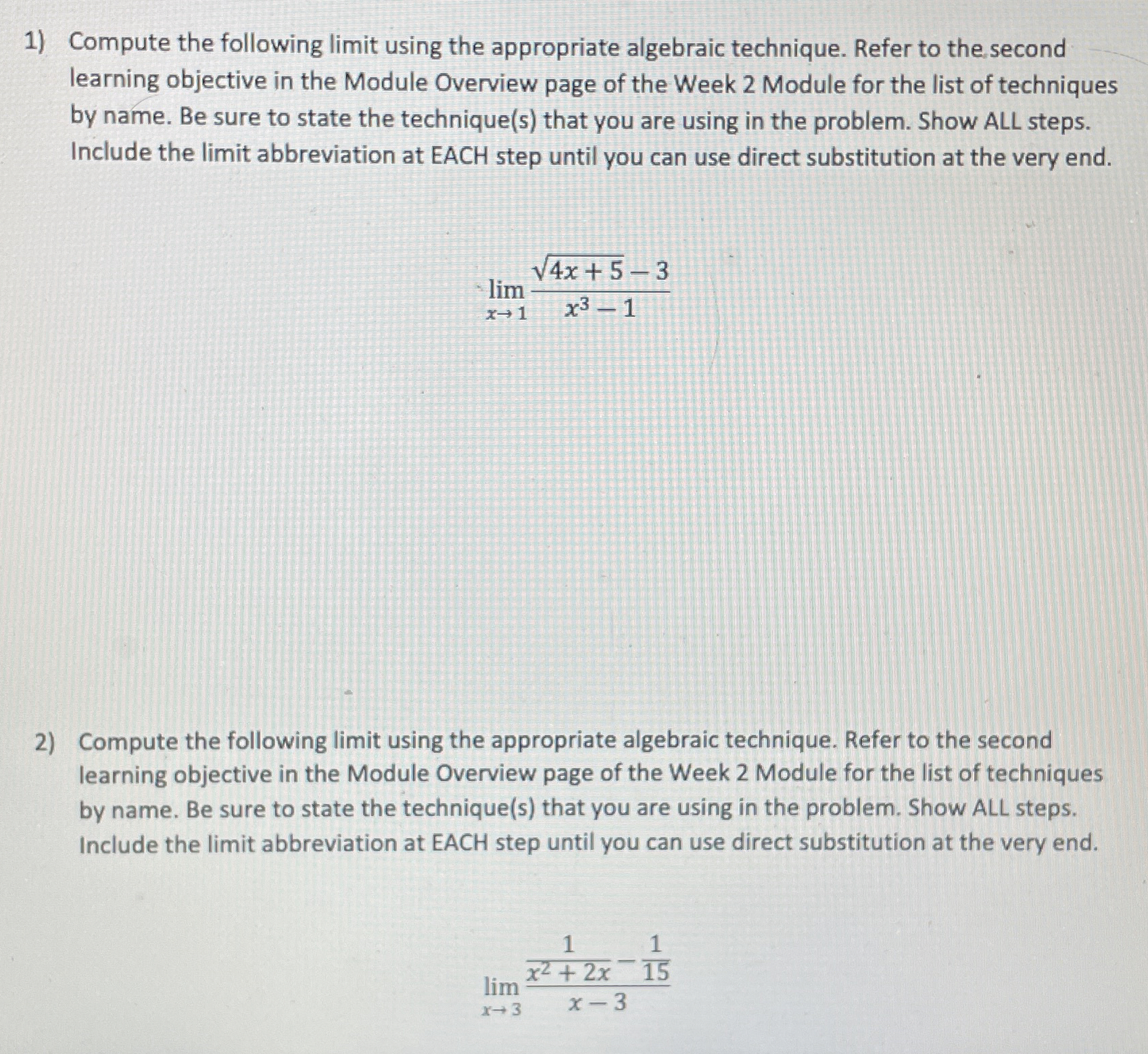 Available algebraic techniques include the factor